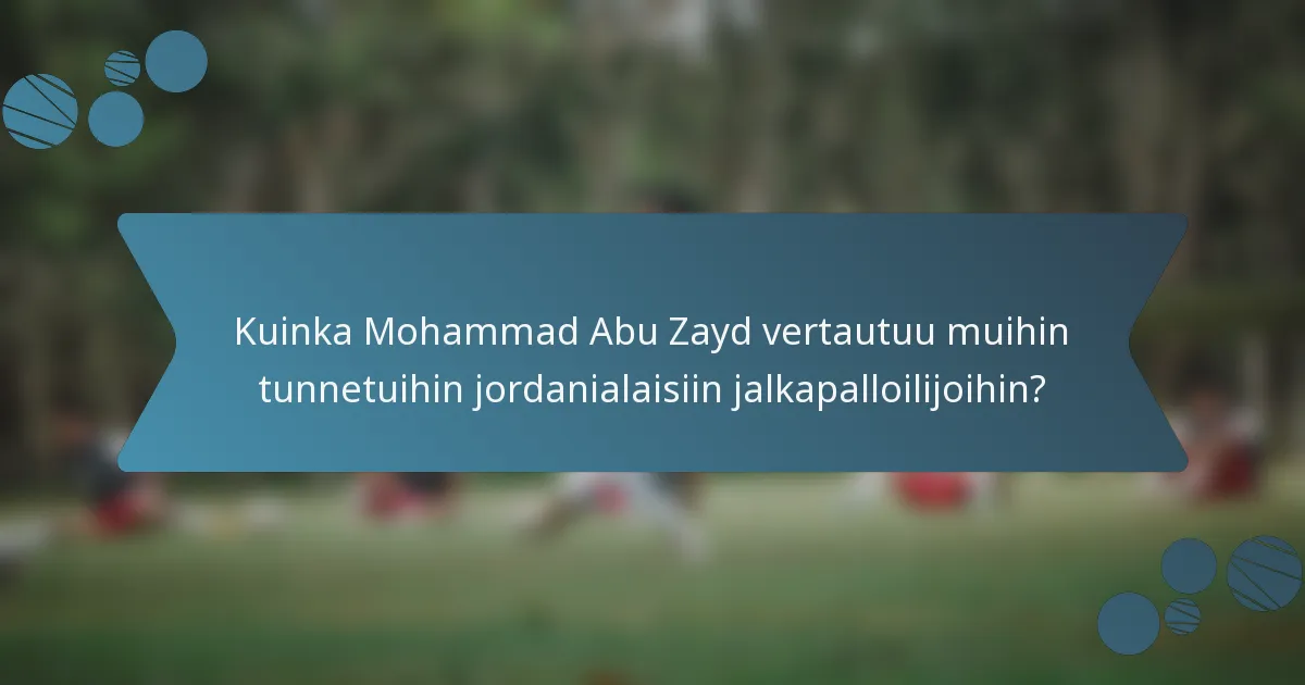 Kuinka Mohammad Abu Zayd vertautuu muihin tunnetuihin jordanialaisiin jalkapalloilijoihin?