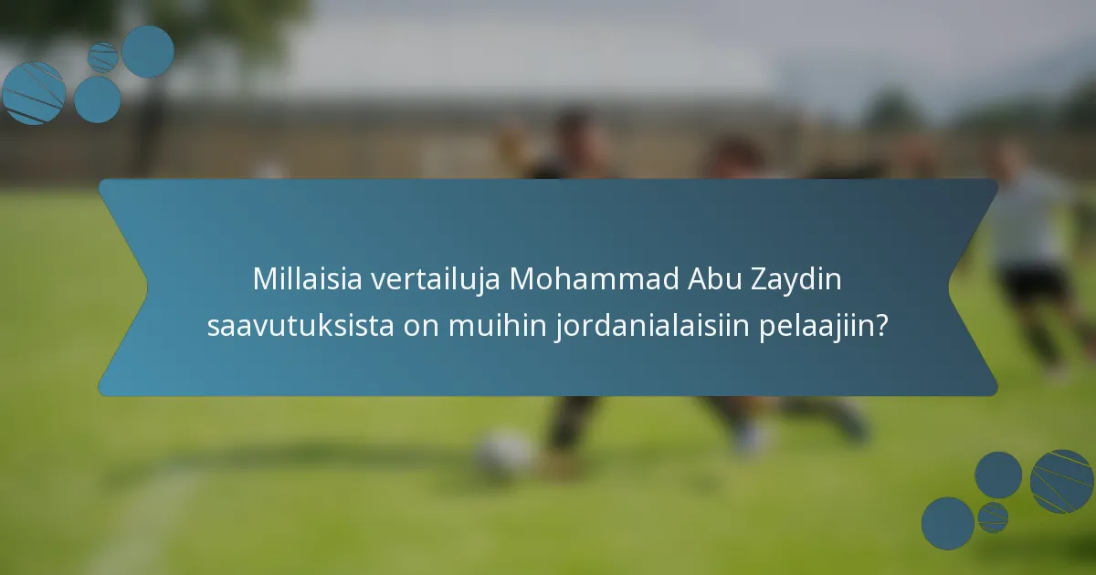 Millaisia vertailuja Mohammad Abu Zaydin saavutuksista on muihin jordanialaisiin pelaajiin?