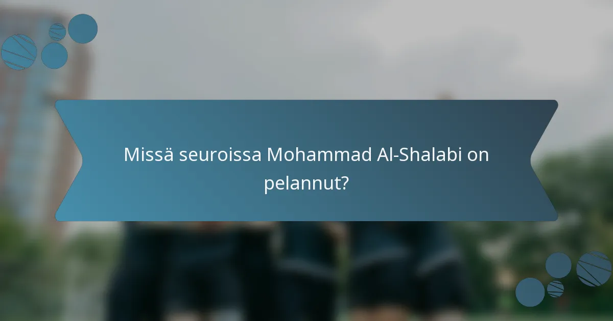 Missä seuroissa Mohammad Al-Shalabi on pelannut?