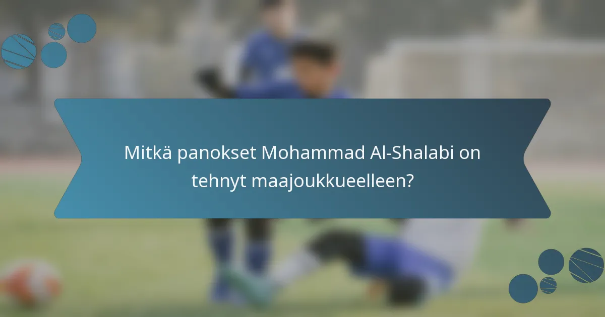 Mitkä panokset Mohammad Al-Shalabi on tehnyt maajoukkueelleen?